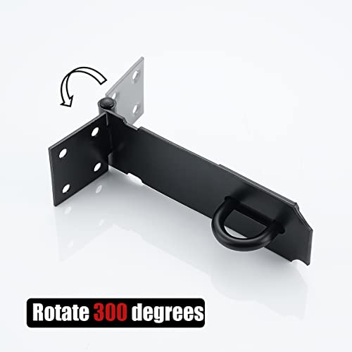 Jqk Door Hasp Latch Lock, 5 Inch 304 Stainless Steel Safety Packlock Clasp Thickness 1.9 Mm, Matte Black, Dl130-Pb #TOP4
