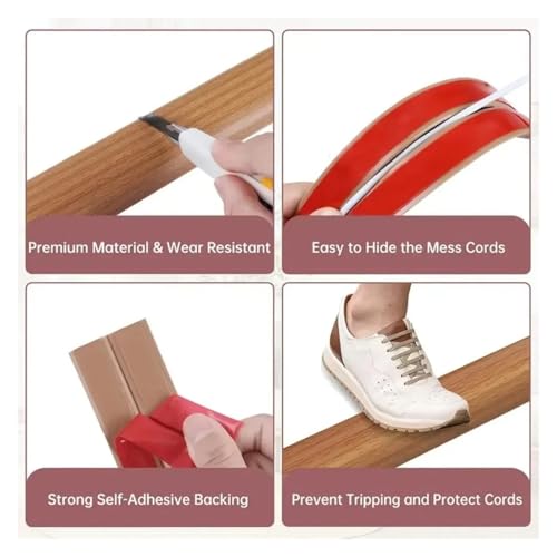 Protection câble sol PVC 2m x 3cm cache-fil adhésif anti-trébuchement