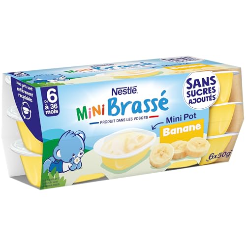 NESTLÉ BÉBÉ - P'TIT BRASSÉ MINI SANS SUCRES AJOUTÉS BANANE DES 6 MOIS 6X50G