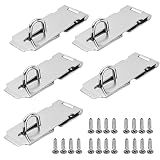 URBEST Padlock Hasp Staple Safety Door Bolt Latches Furniture Door Buckle Drawer Clasp Gate Lock Latch Set 304 Stainless Steel Brushed Nickel Heavy Duty (5, Silver)