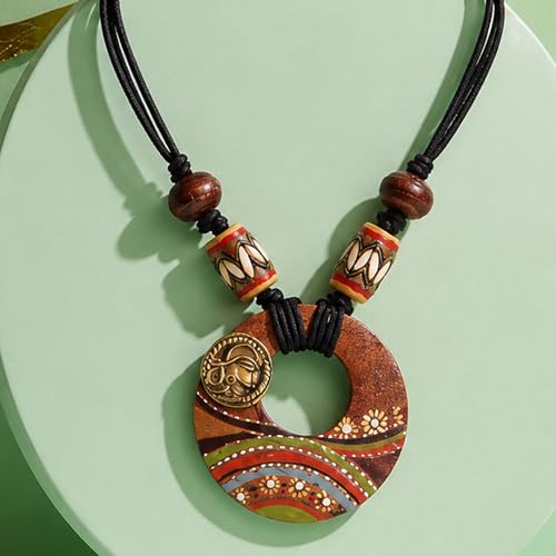 Image of AAKRITI ART CREATIONS Boho & Tribal Handcrafted Necklace Collection | Jute, Wooden & Brass Pendant Designs | Ethnic Collar, Loop & Statement Jewelry for Women | Artisan Festival & Everyday Wear