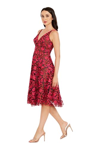 Image of Dress the Population Women's Elisa Sleeveless Plunge Neckline Fit and Flare Midi Dress