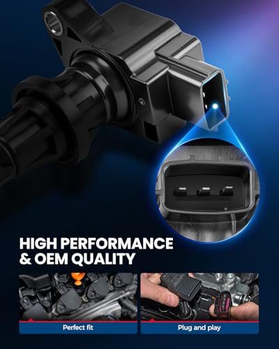 Image of KAX 4-Pack Ignition Coil Pack & Iridium Spark Plugs Kit w /Magnetic Socket for MZD 3 07-13 2.0L, 10-11, 13 2.5L, 07-09 2.3L, MZD 6 09-13 2.5L, 06-08 2.3L, MZD CX-7 10-12 2.5L, Replace#UF540, 90083 | (w /tool) 3 2010-2013 2.0L, 3 2007-2009 2.0L, 3 2007-2009 2.3L, 3 2010-2013 2.5L, 3 2006, 6 2009-2013 2.5L, 6 2008 2.3L UF540