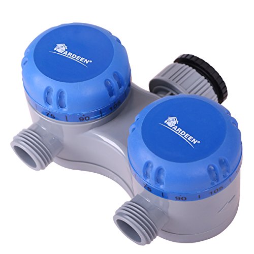 Yardeen Mechanical Water Sprinkler Timer Two Outlet Garden Hose Controller Color Blue