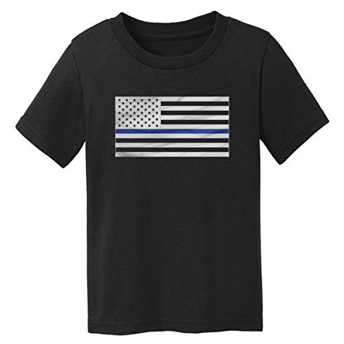 Toddler Thin Blue Line Flag T-Shirt - Police (2T, Black)