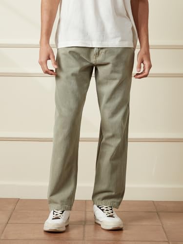 Image of WROGN Men's 100% Cotton Jeans | Solid | Anti Fit