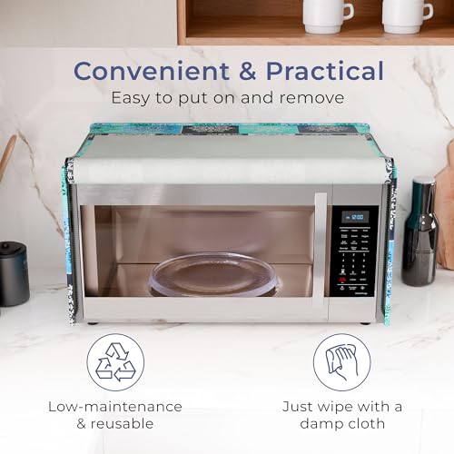 Image of Kuber Industries 20 Ltr PVC Microwave Oven Cover for Kitchen | Microwave /Oven /Otg Cover - Protects from Spills, Stains & Scratches | Star Print - Green & Blue