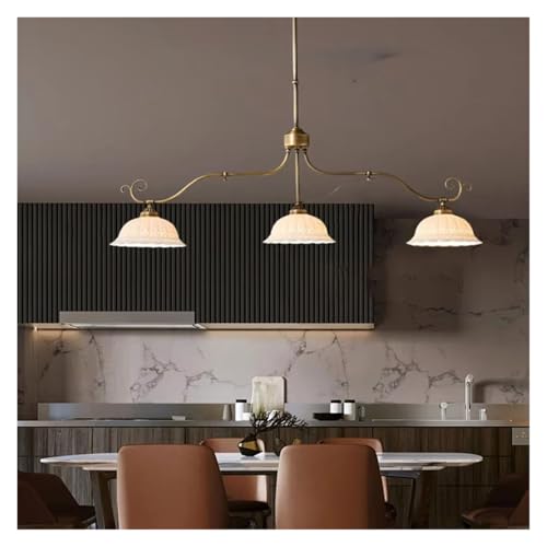 Lustre céramique style européen laiton pour éclairage de salle à manger