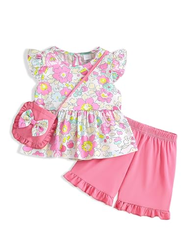 Image of Weebaby Toddler Girl Clothes Baby Summer Outfits Sleeveless Halter Top Ruffle Short Set Cute Kids Clothes Girls