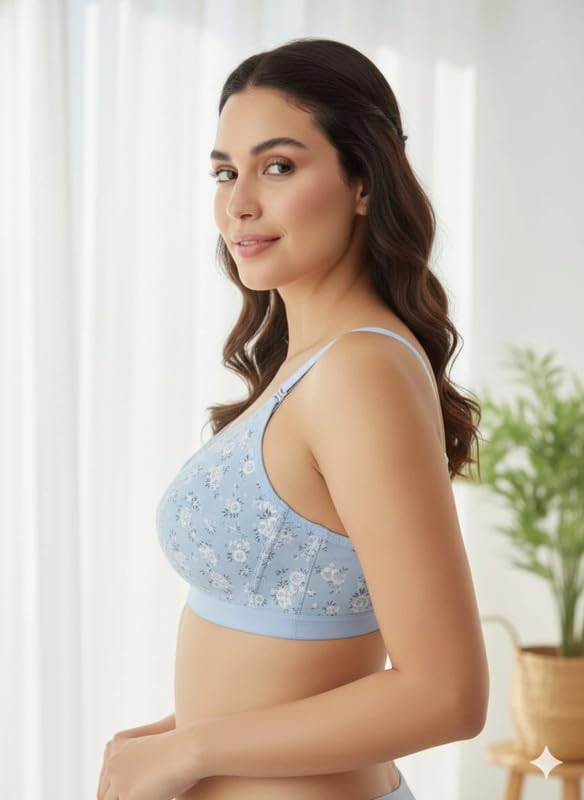 Image of Women's Polycotton Full Coverage Non-Padded C Cup Bra | Soft, Comfortable Everyday Wear | Multicolor (Pack of 3)