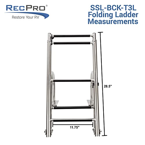 Recpro Marine Pontoon Boat Heavy Duty 5 Step Telescoping Rear Entry Ladder Ssl-Bck-T3L #TOP3