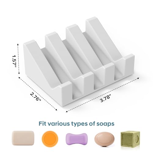 Soap Dishes with Suction Cups, Silicone Soap Holder & Saver with Drainage, Bar Soap Holder for Shower for Bathroom, Kitchen, Bathtub, Easy to Clean, Keep Soap Dry, Extend Soap Life(Beige) by HANCELANT - Image 4