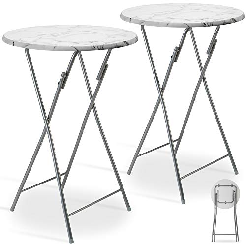 Casaria® 2X Stehtisch Klappbar 110cm Hoch Rund Ø 60cm Outdoor Holz Stabil...