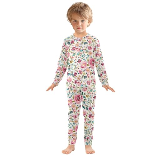 ALAZA Beautiful Bohemian Floral Flower Pajamas Long Sleeve Sleepwear 2-Piece Pajama Set3