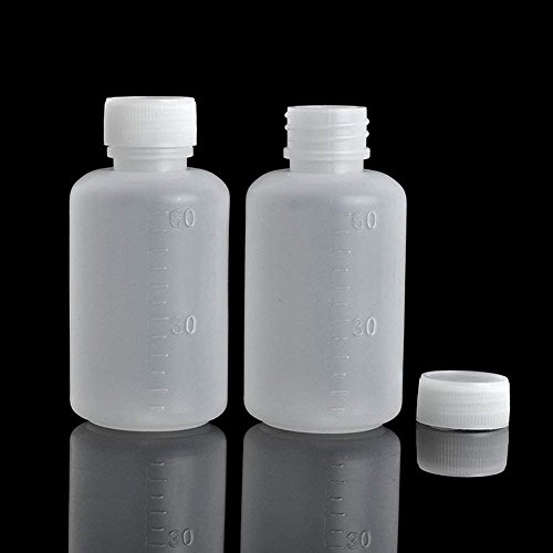 GDGY 40pcs 60ml 2OZ PE Plastic Empty Small Mouth Graduated Lab Chemical Container Reagent Bottle Sample Sealing Liquid Medicine Bottle (40pcs 60ml, 2.03)