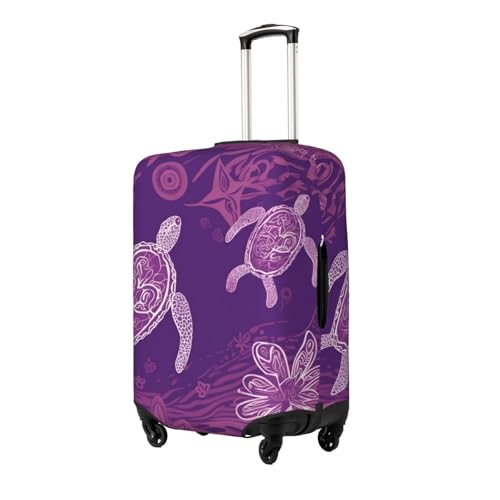 Travel Luggage Cover Elastic Anti-Scratch Suitcase Protector Washable Travel Suitcase Cover Hawaii With Purple Sea Turtle Luggage Protector Fits 18-32 Inch Suitcase2