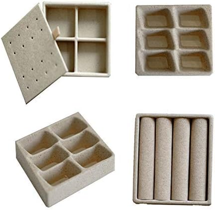 Hives and Honey Armoire - Organizador de cajones 4 en uno, bandeja de accesorios para joyas, color marrón, paquete de 4, Beige Bronceado