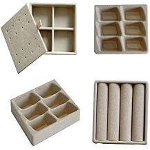 Hives and Honey Jewelry Armoire Drawer Inserts, Set of 4 Jewelry Organizer Trays with Ring, Earring & Divided Compartments, Interchangeable Felt Storage Inserts, Tan
