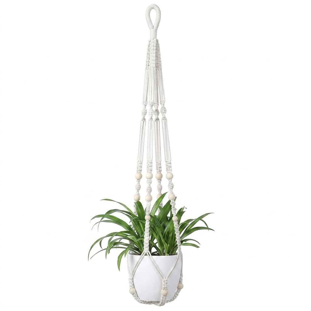 YUNTRUN Macrame Plant Hanger 89cm, Cotton Rope Hanging Basket Holder for Boho Home Decor Planter, Indoor Outdoor Plants