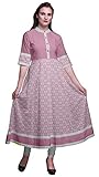 Bimba Rosa aztekisch Ikat bedrucktes Anarkali Kleid langes Kurti für Frauen Indian eine Linie beiläufige Spitzentunika-2X-LARGE