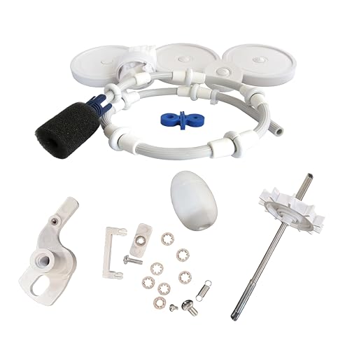 FibroPool Polaris 180/280 Rebuild Kit Wheels Bearings Turbine Bag Tail Hose Head Float & Scrubber Complete Tune-Up for Polaris Pool Cleaner White