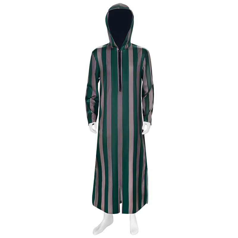 CAMDOM Mens Muslim Thobe Gown Middle East Islamic Striped Hooded Robe3