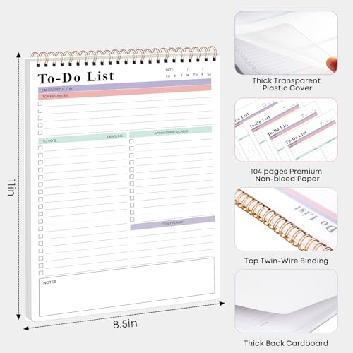 Bloc-notes à spirale non daté grand format pour organisation claire - 5