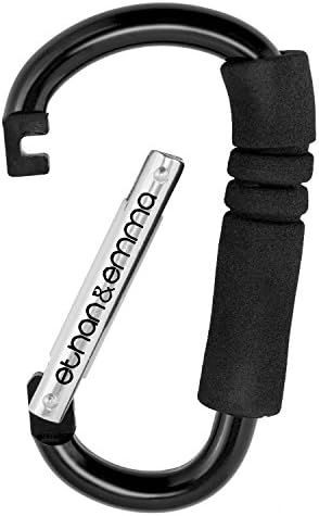Ethan & Emma Stroller Hooks - Carabiner Shape Design for Reinforced Strength - Organizer Hook Clip for Purse Shopping & Diaper Bags