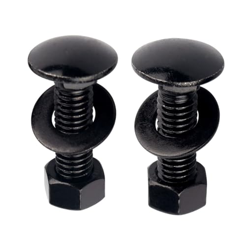 Image of 4 Sets 1 /2-13 x 1-1 /4 inch Carriage Bolts Screws Round Head Square Neck and Hex Nuts, Flat Washers 304 Stainless Steel 18-8 Full Thread, Black