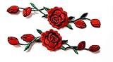 HHO Red Rose Flower Vines Flowers Floral Retro Embroidery Applique Patch Beautiful Flowers Patch for Bags Jackets Jeans Clothes or Gift, Small
