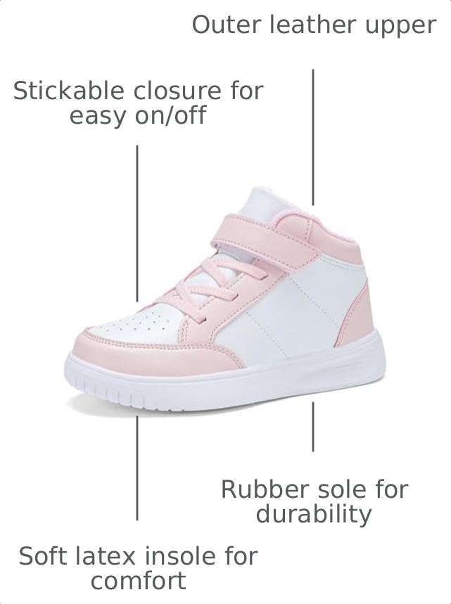 Image of Kids Sneakers Boys Running Shoes Girls High Top Casual Lightweight Classic Adjustable Strap Sneakers