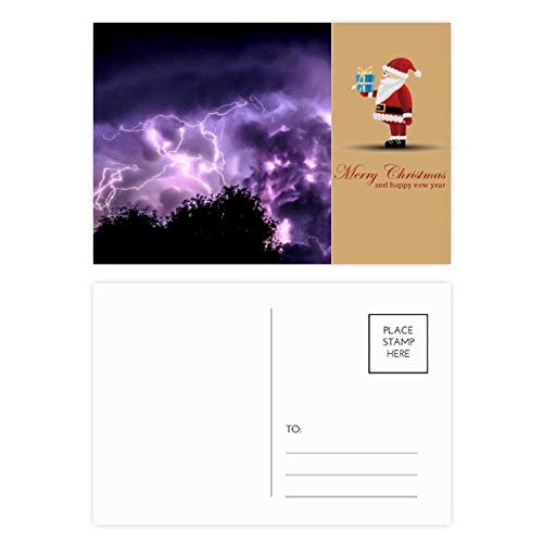 Cartes postales Thunder Night Sky Père Noël Violet pour envoyer des vœux originaux rapidement