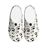 Unkhtt Pantuflas para adultos con estampado de huesos y patas, de franela suave, antibolitas, suela antideslizante, para casa, viajes