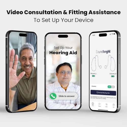 Image of Soundbright Hearing Aids - Discovery | Bluetooth Hearing Aids for Old Age with 3 Noise Cancelling Program, Protable Bluetooth Hearing Aids with Smart App Control, Hand-free Phone Call | 16 Channel Adjustable Frequency (Left Ear)
