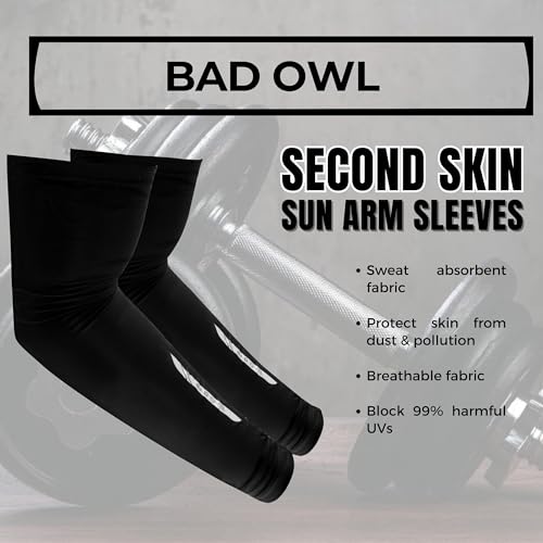 Image of BADOWL Arm Sleeves for Men & Women|UV Protection Hand Sleeves for Boys & Girls|Arm Cover for Biking, Cricket, Cycling, Outdoor Sports