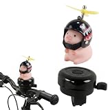 Fietsbel grappig roze varken, met haaihelm en propeller, super luide fietsbel, waterdicht, roestvrij, voor fiets, scooter, loopfiets
