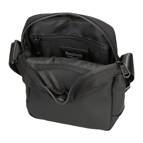 Reebok Roger Shoulder Bag Black 15x19.5x6cm Polyester with Faux Leather Details by Joumma Bags by Joumma Bags, Black/White, Shoulder Bag, Black/White, shoulder bag4