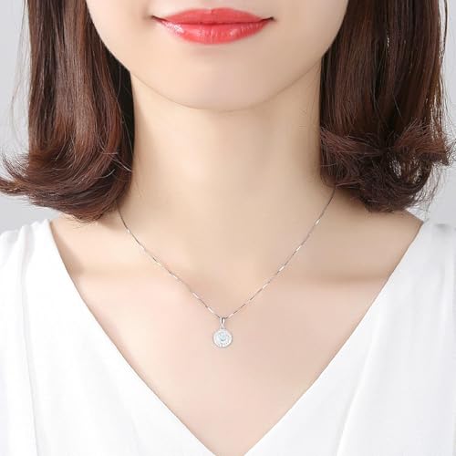 Bijoux fins en argent sterling 925 avec pendentif opale rond - 3