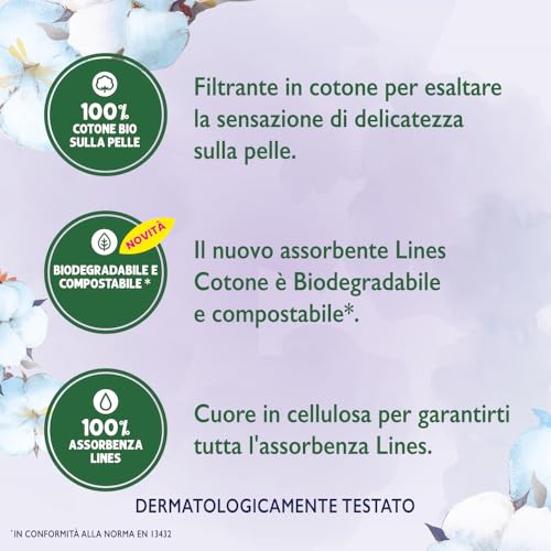 Lines Cotone Ultra Notte con Ali, Pacco Scorta da 40 Assorbenti - 3