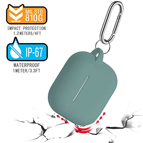 R-Fun Airpods 3 Case Cover, Silicone Protective Accessories Skin With Keychain Compatible With Apple Airpod 3Rd Generation 2021 For Women Men Girls Boys,Front Led Visible-Pine Green #TOP4