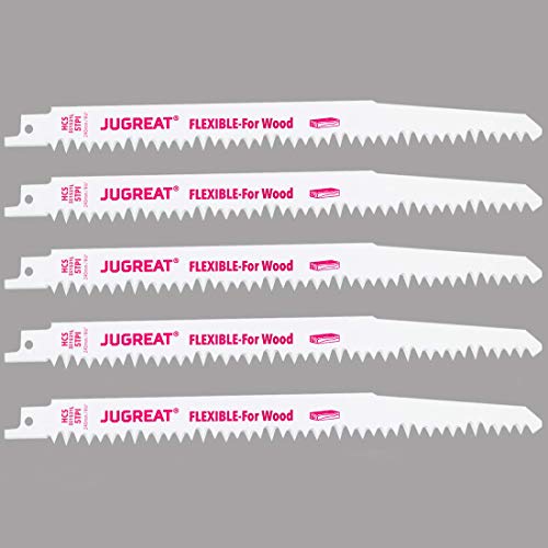 JUGREAT Reciprocating Saw Blades, 9-Inch 5TPI Wood Pruning Saw Blades for Wood Fast Cutting(5 Pack)