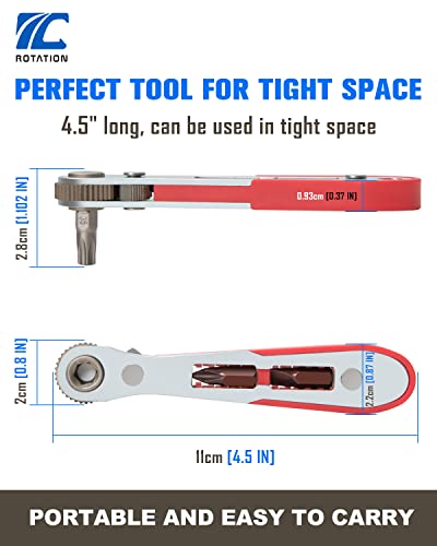 44Pc Bit Set With 1/4 Mini Ratchet Offset Screwdriver, Portable Case, Cr-V Steel, Drive Handle & Multi Hex/Phillips/Slotted/Torx/Star Bit #TOP4