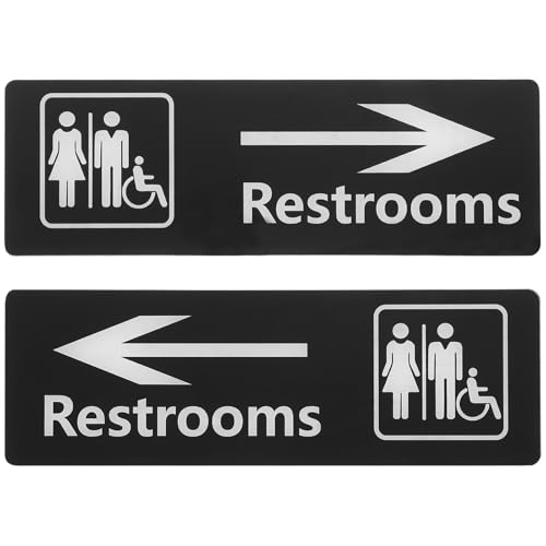 Image of 2pcs Acrylic Restroom Sign with Left Arrow, Double Sided