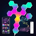 COLWINKU Hexagon Lights Gaming with Remote & App Control, 12 Pack RGB Led Hex Light Panels, Geometry Night Lamp DIY Hexagon Smart Wall Lights Sync to Music for Room Bar Decor Gaming Setup