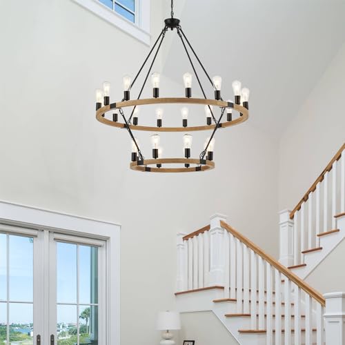 2-Tiers-Natural-Wagon-Wheel-Wood-Chandelier-Farmhouse-24-Light168-4334-Black-Metal-Chandeliers-2-Story-Rustic-Light-Fixtures-for-High-Ceiling-Living-Dining-Room-Foyer 2 Tiers Natural Wagon Wheel Wood Chandelier Farmhouse 24 Light168 4334 Black Metal Chandeliers 2 Story Rustic Light Fixtures for High Ceiling Living Dining Room Foyer