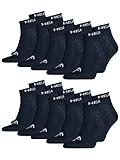 HEAD Unisex Quarter Sportsocken im 10er Pack Schwarz 43/46