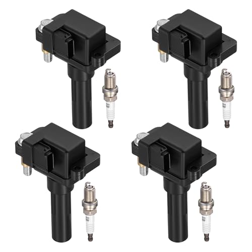 Image of BDFHYK 4 Ignition Coil Pack UF480 and 4 Iridium Spark Plug 7090 Compatible with Subaru Impreza 2002 2003 2.0L H4 Coil for UF-480 E960 52-1749 IC560 22433-AA421 22433-AA560 22433-AA561