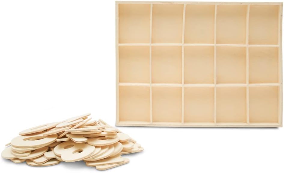 Wood Number Sorting Tray, Pack of 1 Unfinished Craft Wooden Numbers, Wooden Cutouts to Paint, by Woodpeckers