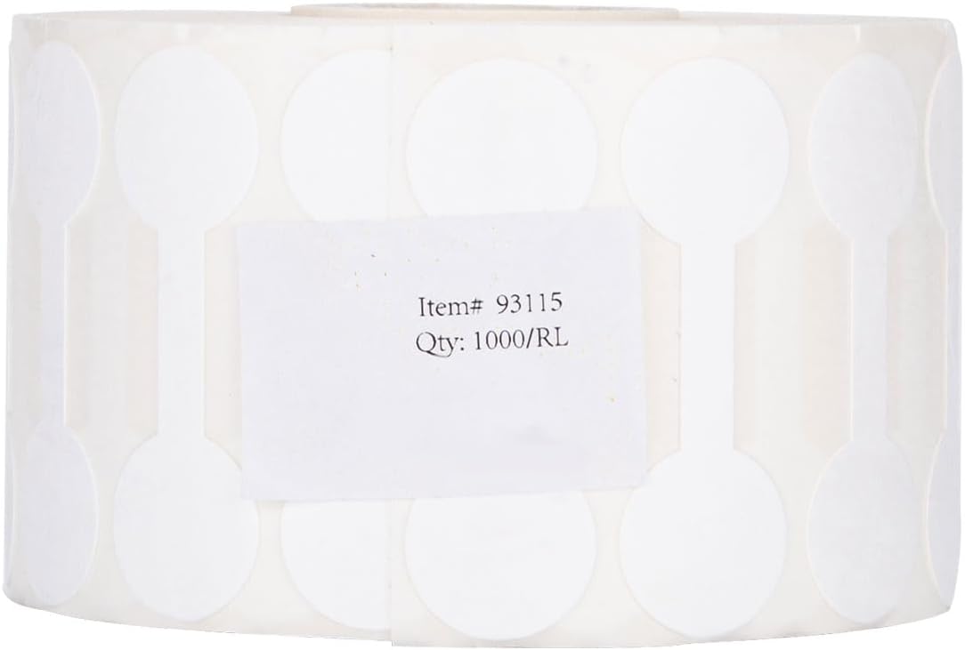 SSWBasics Large White Gummed Ring Price Tags - 1 3/4”L with 1/2” Area for Pricing - Roll of 1000