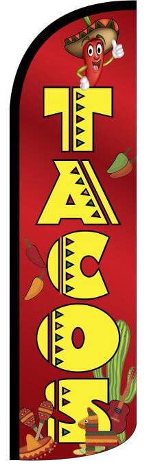 Tacos Drapeau Plume rouge 3,5 m pour animer votre stand de festival